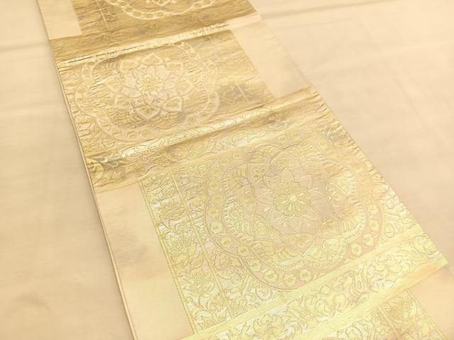 平和屋着物◎西陣 六通柄袋帯 横段花文 金糸 正絹 逸品 BAAU5099hv