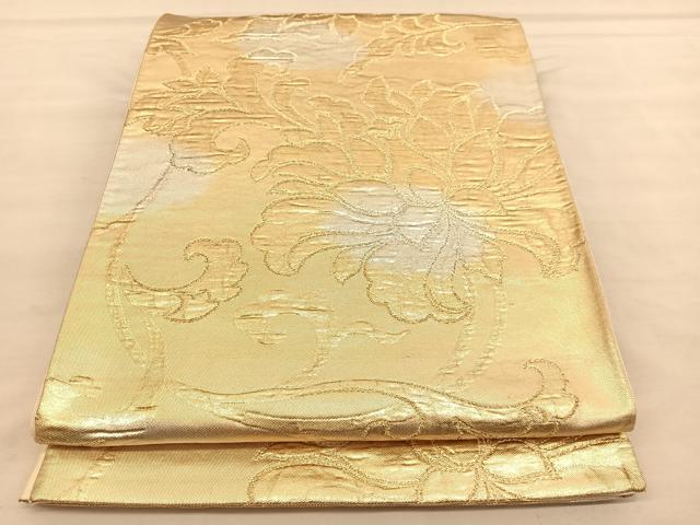 平和屋着物◎六通柄袋帯 花唐草文 金糸 正絹 逸品 BAAU5103hv