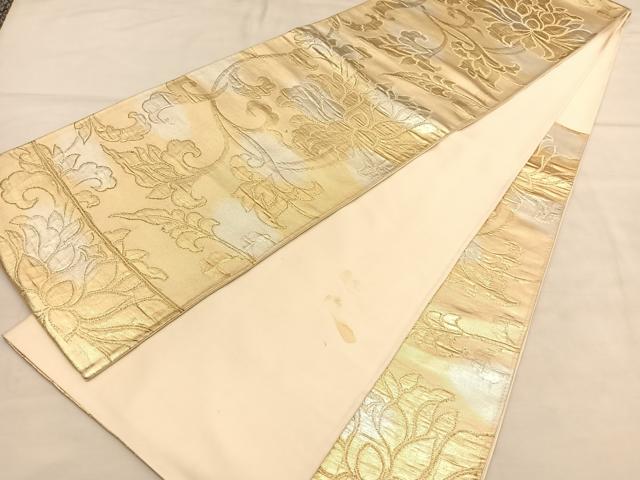 平和屋着物◎六通柄袋帯 花唐草文 金糸 正絹 逸品 BAAU5103hv