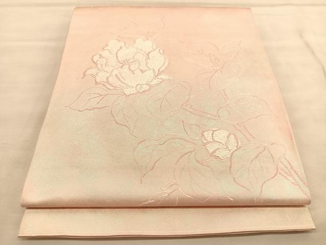 平和屋着物◎太鼓柄 本袋帯 唐織 牡丹 銀糸 正絹 逸品 BAAU5105hv