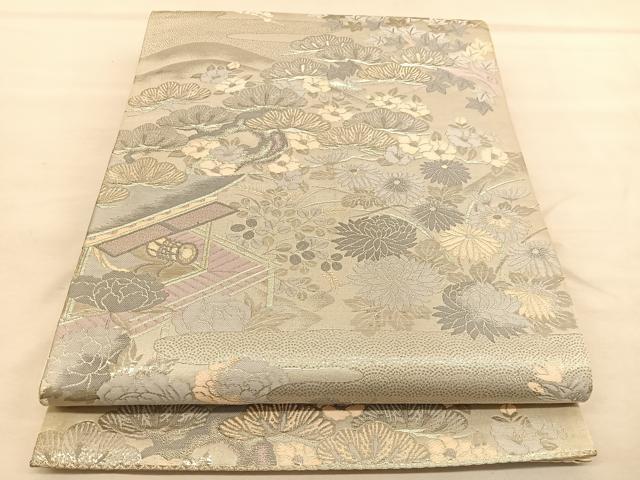 平和屋着物◎六通柄袋帯 唐織 京名所 プラチナ箔 正絹 逸品 BAAU5109hv