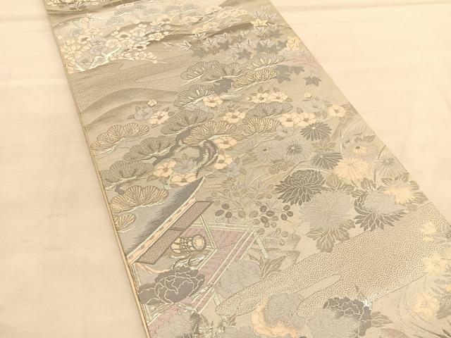 平和屋着物◎六通柄袋帯 唐織 京名所 プラチナ箔 正絹 逸品 BAAU5109hv