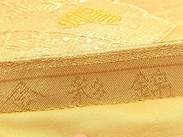 平和屋着物◎六通柄袋帯 飛鶴花文 金彩錦 正絹 逸品 BAAU5118hv