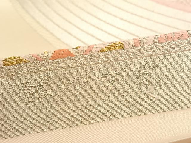 平和屋着物◎六通柄袋帯 唐織 銀綴れ 宝相華孔雀文 金銀糸 正絹 逸品 BAAU5177hv