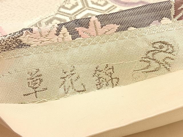 平和屋着物◎六通柄袋帯 唐織 草花錦 プラチナ二重織 花車文 正絹 逸品 BAAU5181hv