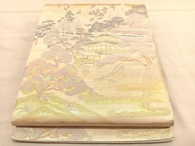 平和屋着物◎六通柄袋帯 プラチナ二重箔 京名所 正絹 逸品 BAAU5186hv