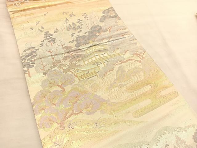 平和屋着物◎六通柄袋帯 プラチナ二重箔 京名所 正絹 逸品 BAAU5186hv