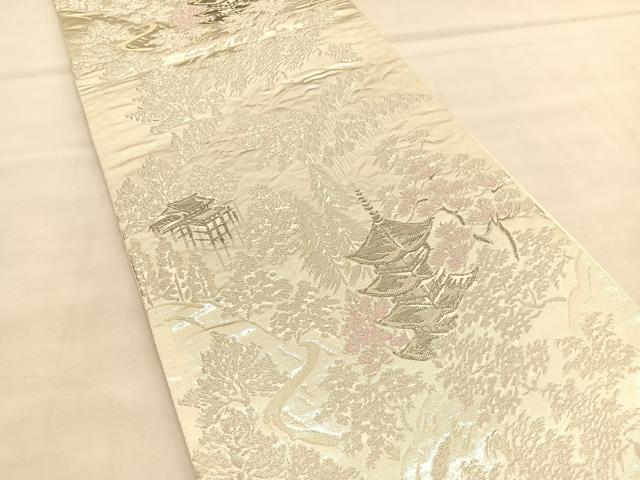 平和屋着物◎西陣 六通柄袋帯 唐織 プラチナ二重箔 京名所 正絹 逸品 BAAU5191hv