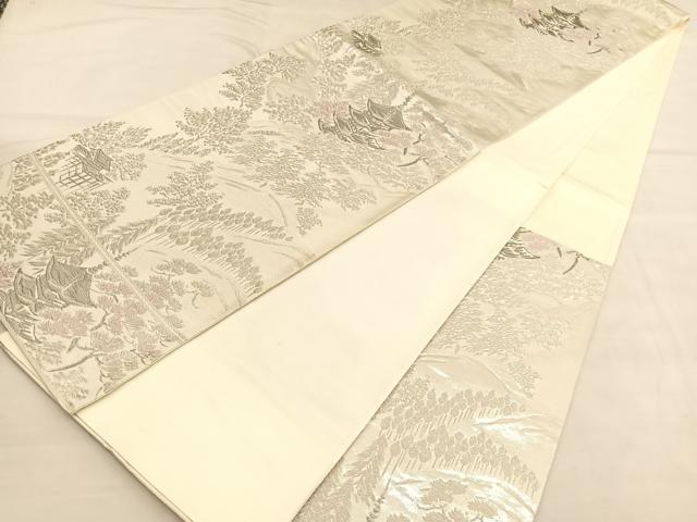 平和屋着物◎西陣 六通柄袋帯 唐織 プラチナ二重箔 京名所 正絹 逸品 BAAU5191hv