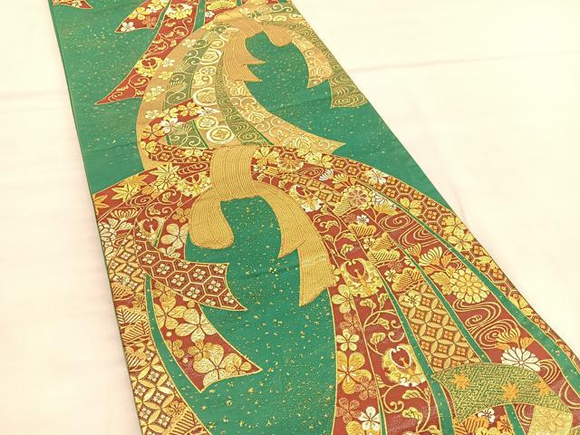 平和屋着物◎六通柄袋帯 麗彩熨斗文 金糸 正絹 逸品 BAAU5273hv