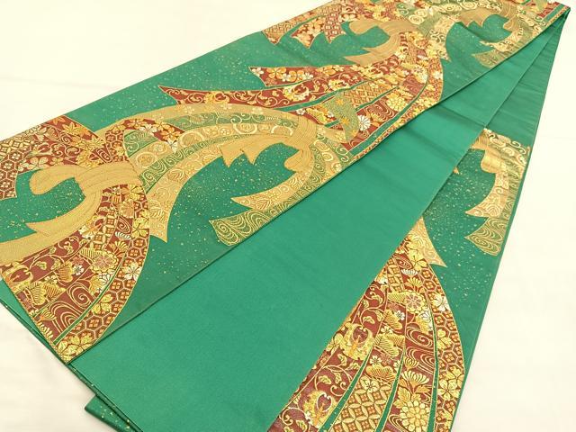 平和屋着物◎六通柄袋帯 麗彩熨斗文 金糸 正絹 逸品 BAAU5273hv