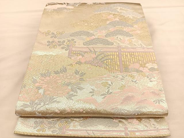 平和屋着物◎六通柄袋帯 唐織 純銀乃彩 王朝錦 金糸 正絹 逸品 BAAU5407hv