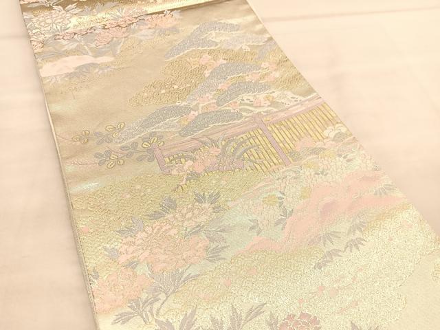 平和屋着物◎六通柄袋帯 唐織 純銀乃彩 王朝錦 金糸 正絹 逸品 BAAU5407hv