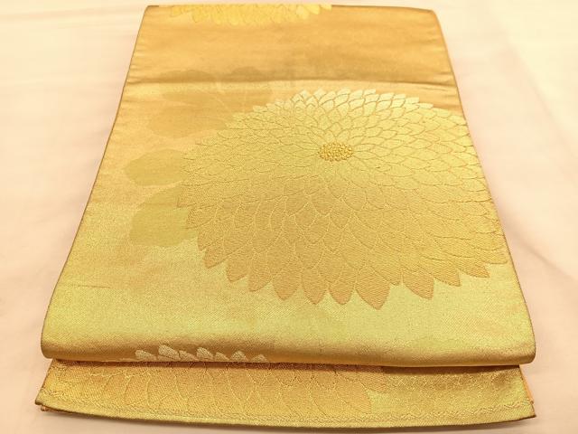 平和屋着物◎六通柄袋帯 菊 金糸 正絹 逸品 BAAU5439hv