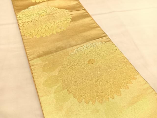 平和屋着物◎六通柄袋帯 菊 金糸 正絹 逸品 BAAU5439hv