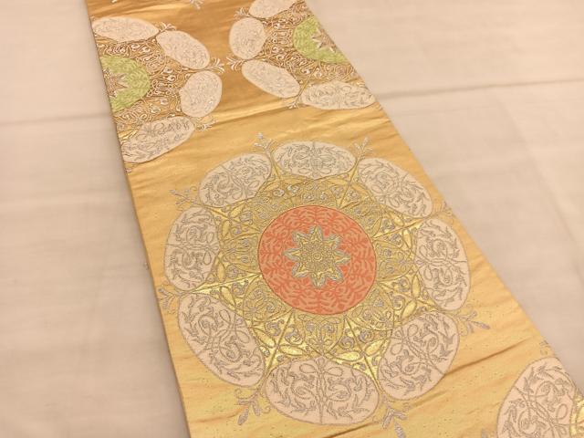 平和屋着物◎六通柄袋帯 唐織 飾花唐草文 金銀糸 正絹 逸品 BAAU5446hv