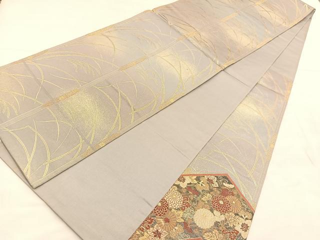 平和屋着物◎六通柄袋帯 松皮菱花文 金糸 正絹 逸品 BAAU5455hv