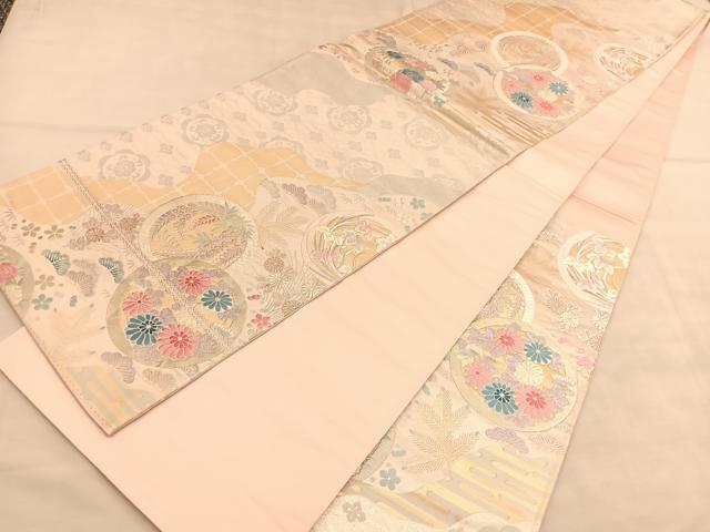 平和屋着物◎六通柄袋帯 唐織 芳趣四君子 金銀糸 正絹 逸品 BAAU5461hv