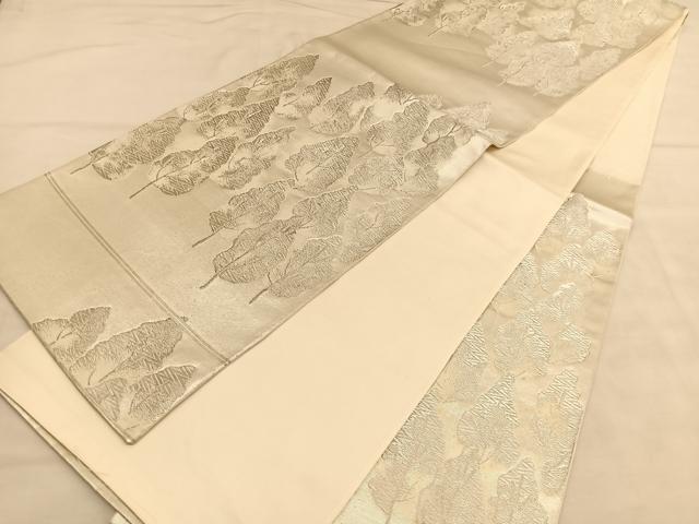 平和屋着物◎六通柄袋帯 樹林文 銀糸 正絹 逸品 BAAU5472hv