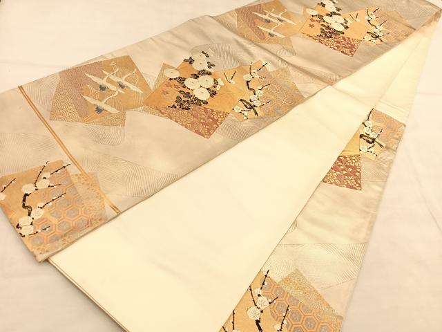 平和屋着物◎六通柄袋帯 慶長錦 光琳色紙文 金糸 正絹 逸品 BAAU5500hv