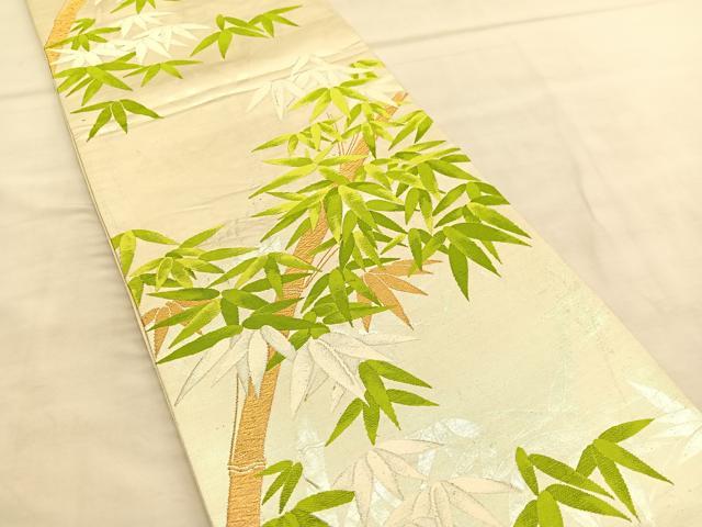 平和屋着物◎六通柄袋帯 唐織 笹竹文 金銀糸 正絹 逸品 BAAU5555hv