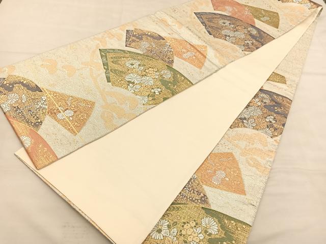 平和屋着物◎六通柄袋帯 地紙花文 金銀糸 正絹 逸品 BAAU5578hv
