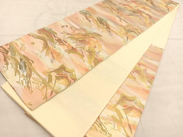 平和屋着物◎六通柄袋帯 遠山文 金糸 正絹 逸品 BAAU5621hv
