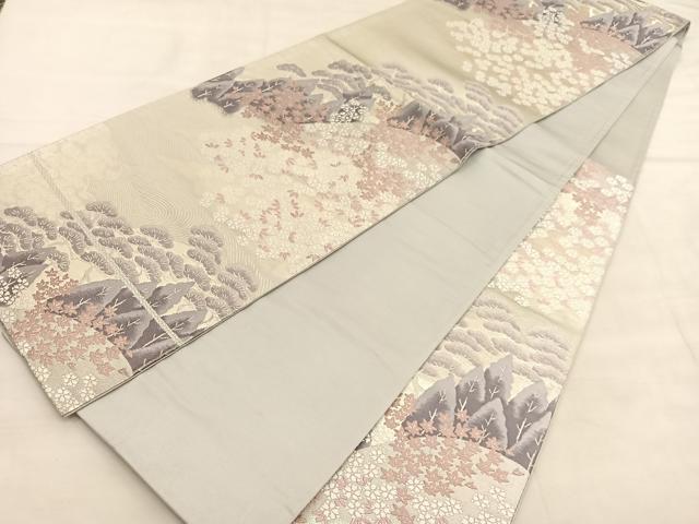 平和屋着物◎六通柄袋帯 唐織 貴船文 銀糸 正絹 逸品 BAAU5636hv