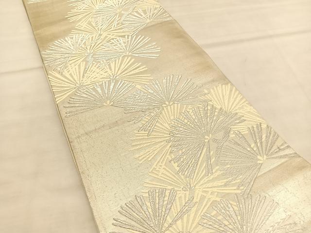 平和屋着物◎六通柄袋帯 唐織 若松葉 銀糸 正絹 逸品 BAAU5654hv
