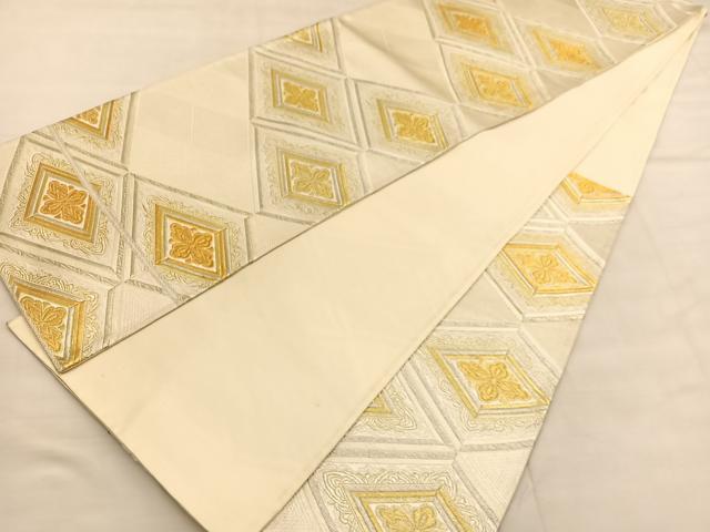 平和屋着物◎六通柄袋帯 唐織 花菱文 金銀糸 正絹 逸品 BAAU5657hv
