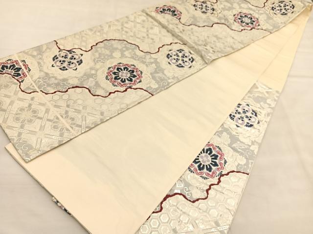 平和屋着物◎六通柄袋帯 唐織 彩華小袖 銀糸 正絹 逸品 BAAU5661hv