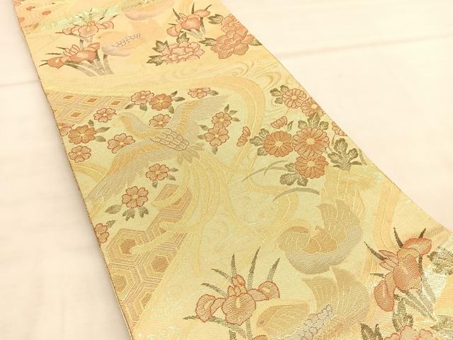 平和屋着物◎佐賀錦 六通柄袋帯 鴛鴦鳳凰花文 金糸 正絹 逸品 BAAU5667hv