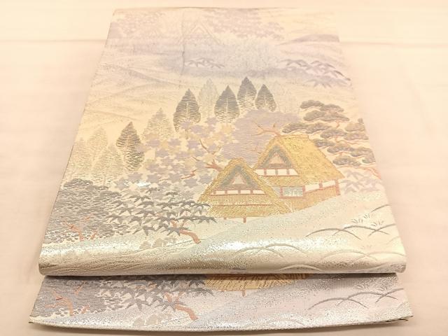 平和屋着物◎六通柄袋帯 京名所 プラチナ二重箔 正絹 逸品 BAAU5680hv