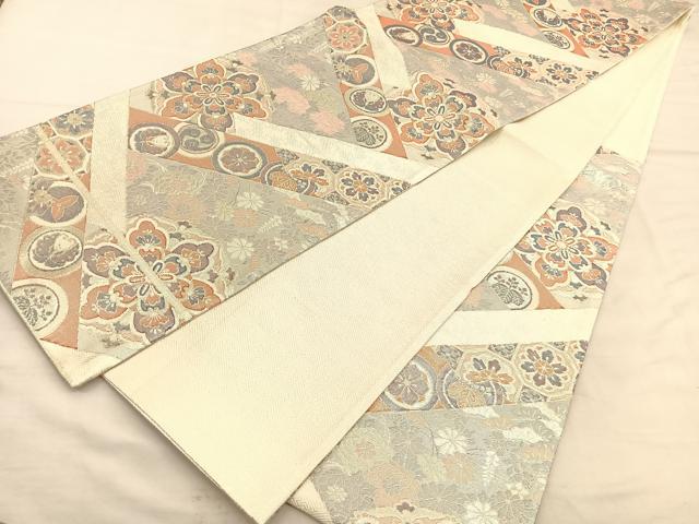 平和屋着物◎本箔佐賀錦 六通柄袋帯 献上絢麗華文 銀糸 正絹 逸品 BAAU5684hv