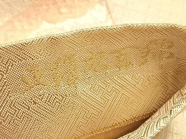 平和屋着物◎宝朱本佐賀錦 六通柄袋帯 花車文 九百錦 金糸 正絹 逸品 BAAU5690hv