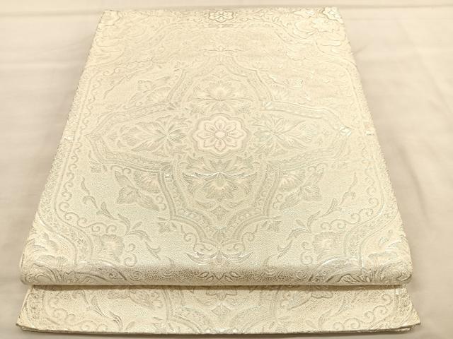 平和屋着物◎六通柄袋帯 唐織 花菱文 銀糸 正絹 逸品 BAAU5729hv