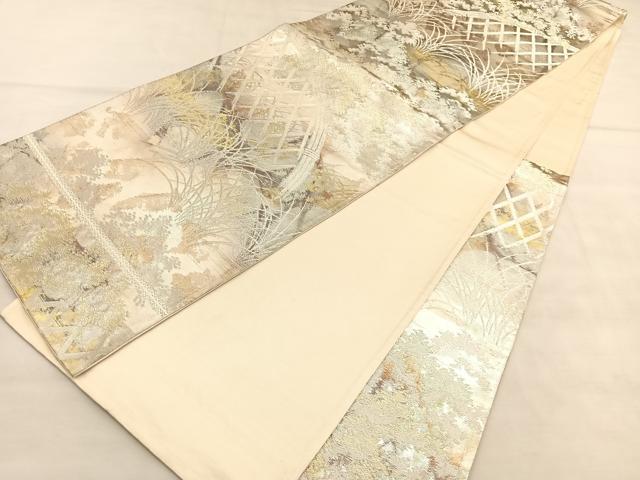 平和屋着物◎西陣 六通柄袋帯 間垣樹林文 金銀糸 正絹 逸品 BAAU5759hv