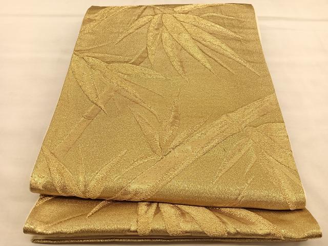 平和屋着物◎六通柄袋帯 笹竹文 金糸 正絹 逸品 BAAU5774hv