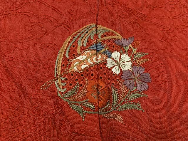 平和屋着物●上質な色無地 舞蝶文 深緋色 正絹 逸品 BAAU5838mz