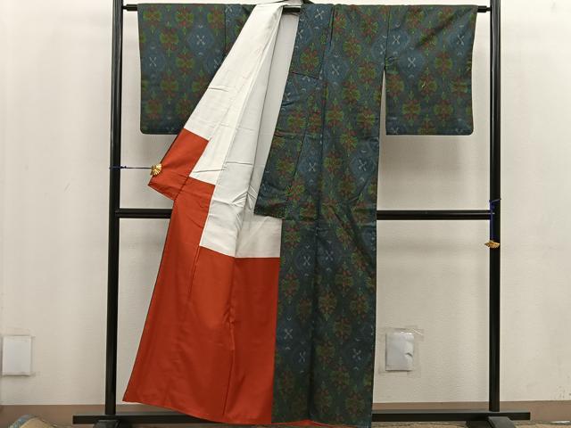 平和屋着物■上質な紬 幾何学文様 正絹 逸品 BAAU5918mz