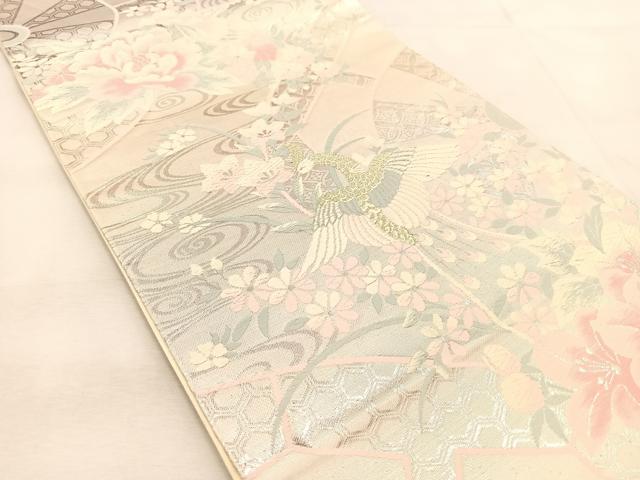 平和屋着物◎六通柄袋帯 唐織 鳳凰花流水文 金銀糸 正絹 逸品 BAAU6033yc