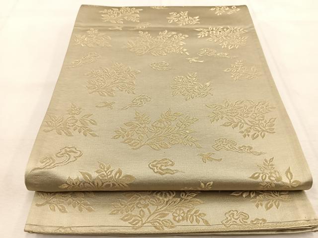 平和屋着物◎六通柄袋帯 草花文 金糸 正絹 逸品 BAAU6054yc