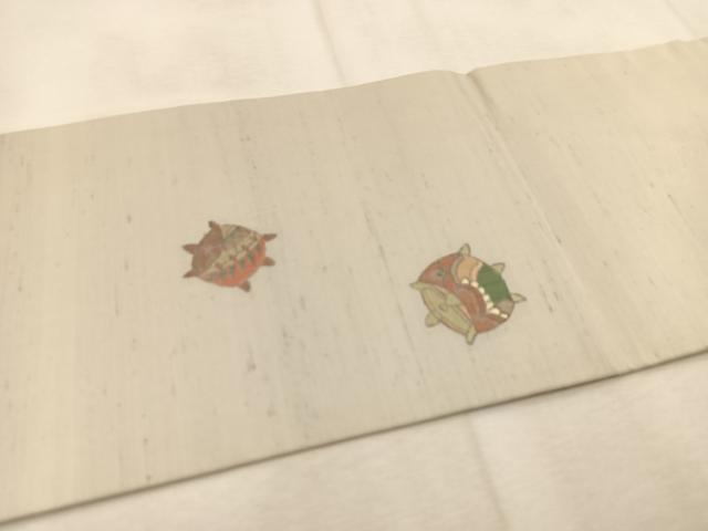 平和屋着物●京の名門・菱屋六右ェ門 九寸名古屋帯 紬地 糸巻き文 正絹 逸品 BAAU6076yc