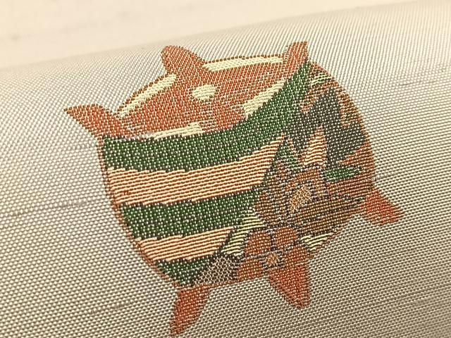 平和屋着物●京の名門・菱屋六右ェ門 九寸名古屋帯 紬地 糸巻き文 正絹 逸品 BAAU6076yc