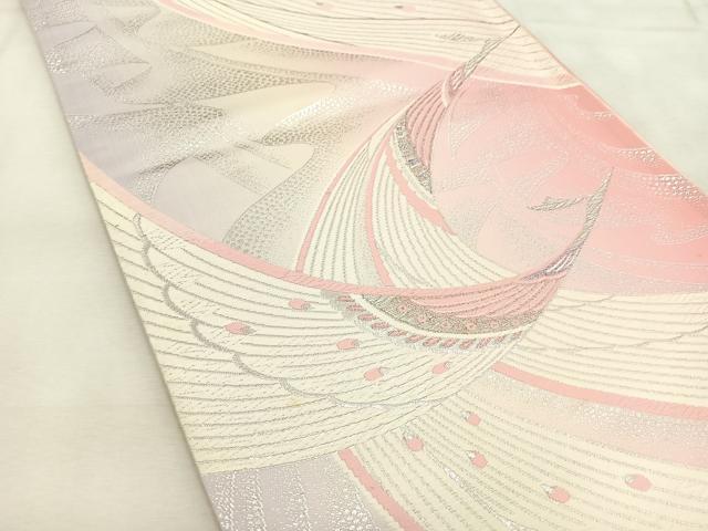 平和屋着物◎六通柄袋帯 唐織 孔雀 銀糸 正絹 逸品 未使用 BAAU6093yc