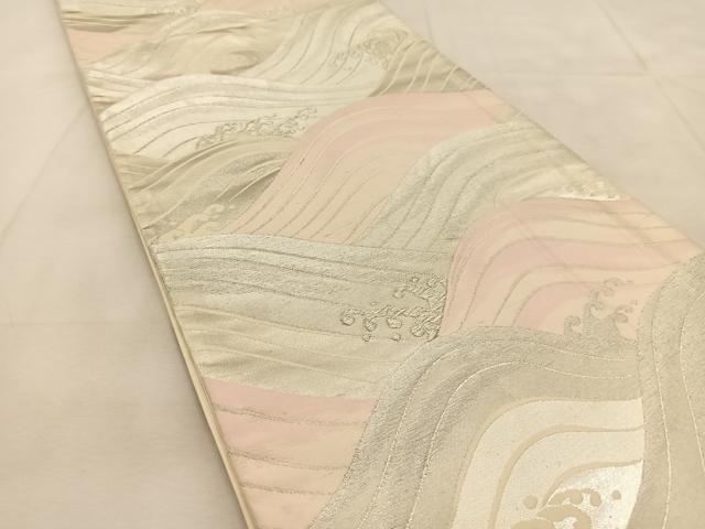 平和屋着物◎六通柄袋帯 立波文 銀糸 正絹 逸品 BAAU6105yc