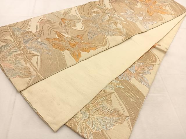 平和屋着物◎六通柄京袋帯 本袋帯 流水カトレア文 金銀糸 正絹 逸品 BAAU6123yc