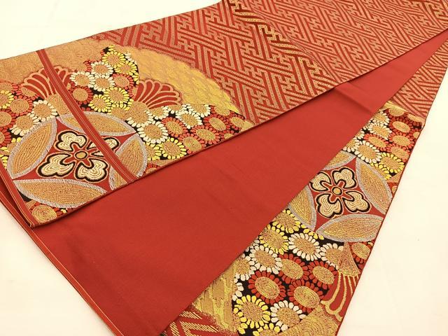 平和屋着物◎太鼓柄 本袋帯 吉祥花文 金糸 正絹 逸品 BAAU6167yc