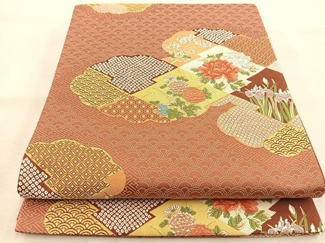 平和屋着物◎六通柄袋帯 唐織 雲取り吉祥花文 正絹 逸品 BAAU6168yc