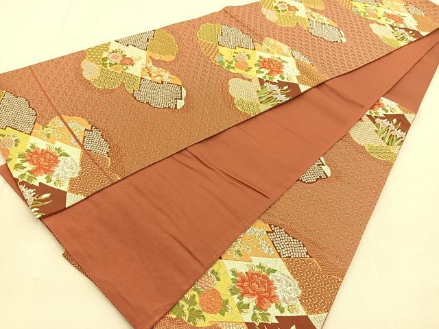 平和屋着物◎六通柄袋帯 唐織 雲取り吉祥花文 正絹 逸品 BAAU6168yc